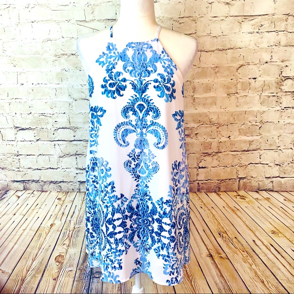 Show Me Your MuMu Blue & White Mini Dress